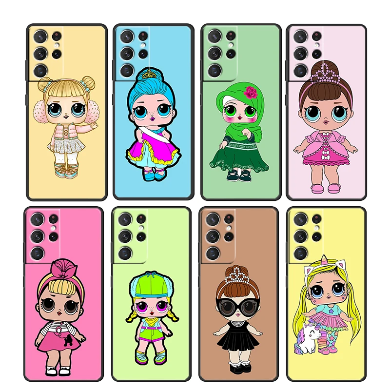 

Girl LOL Surprise Doll Gift For Samsung Galaxy S22 S21 S20 Ultra Plus Pro S10 S9 S8 S7 4G 5G Soft TPU Black Phone Case Cover