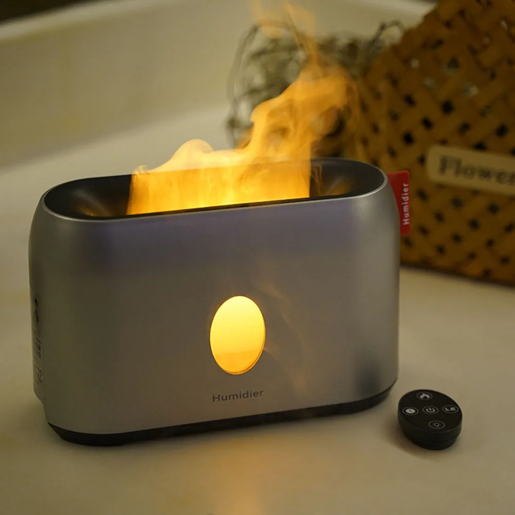 

800ml Simulation Flame Air Humidifier Diffuser Timing Essential Aroma Oil Diffuser Mist Maker Night Light for Home Decor Gift