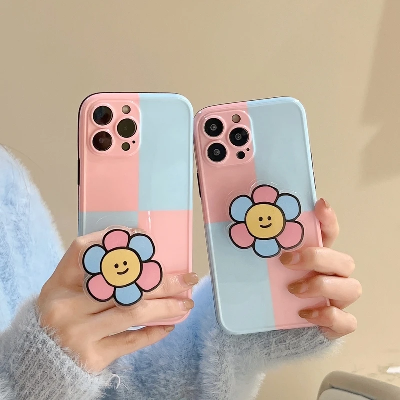 

Корейский милый мультяшный чехол со смайликом и подсолнухом для телефона iPhone 13 12 11 Pro Xs Max X XR 7 8 Puls роскошный силиконовый мягкий чехол