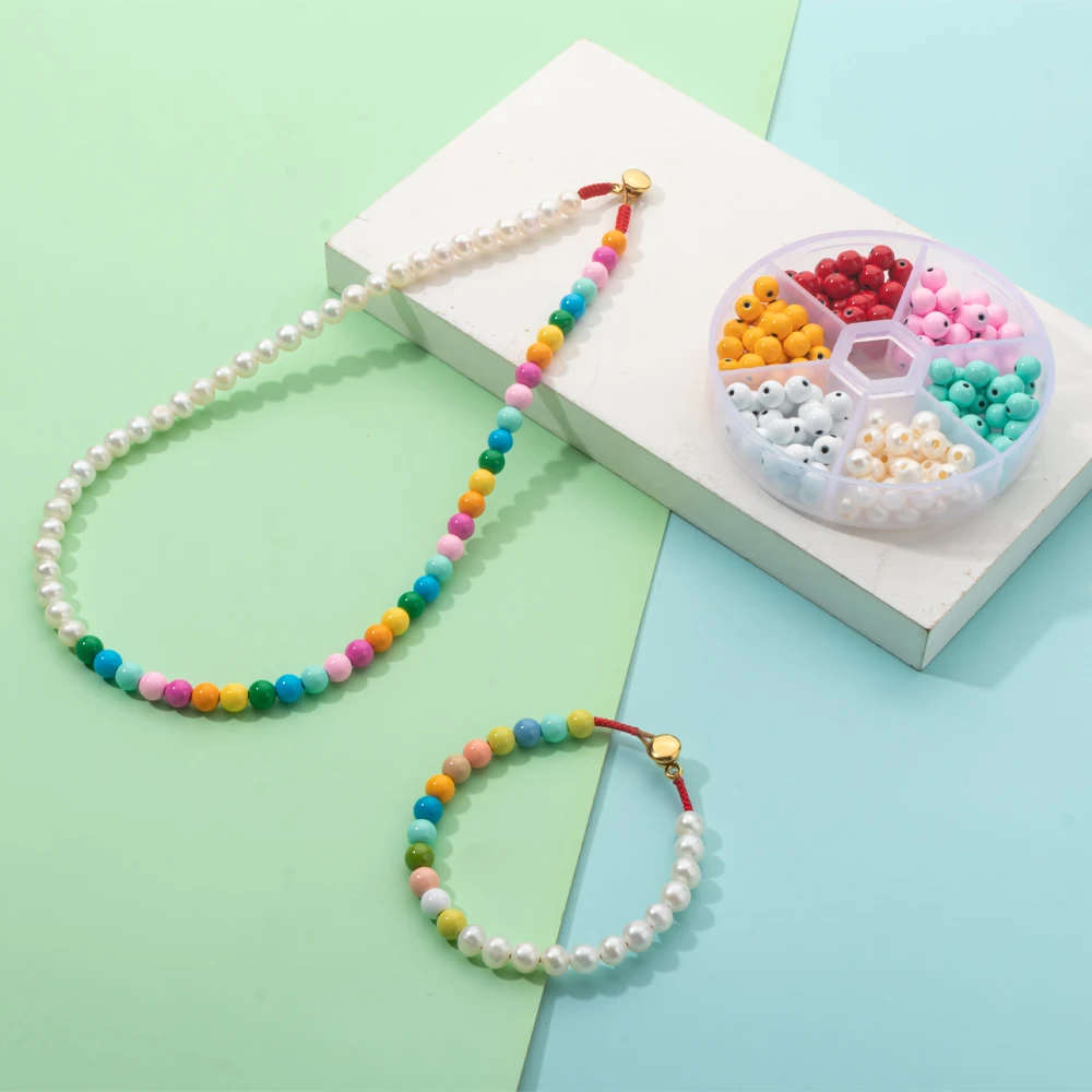 

2022 Newest Design Candy Color Hematite Beads and Pearl Necklace for Women Boho Choker Jewelry for Women