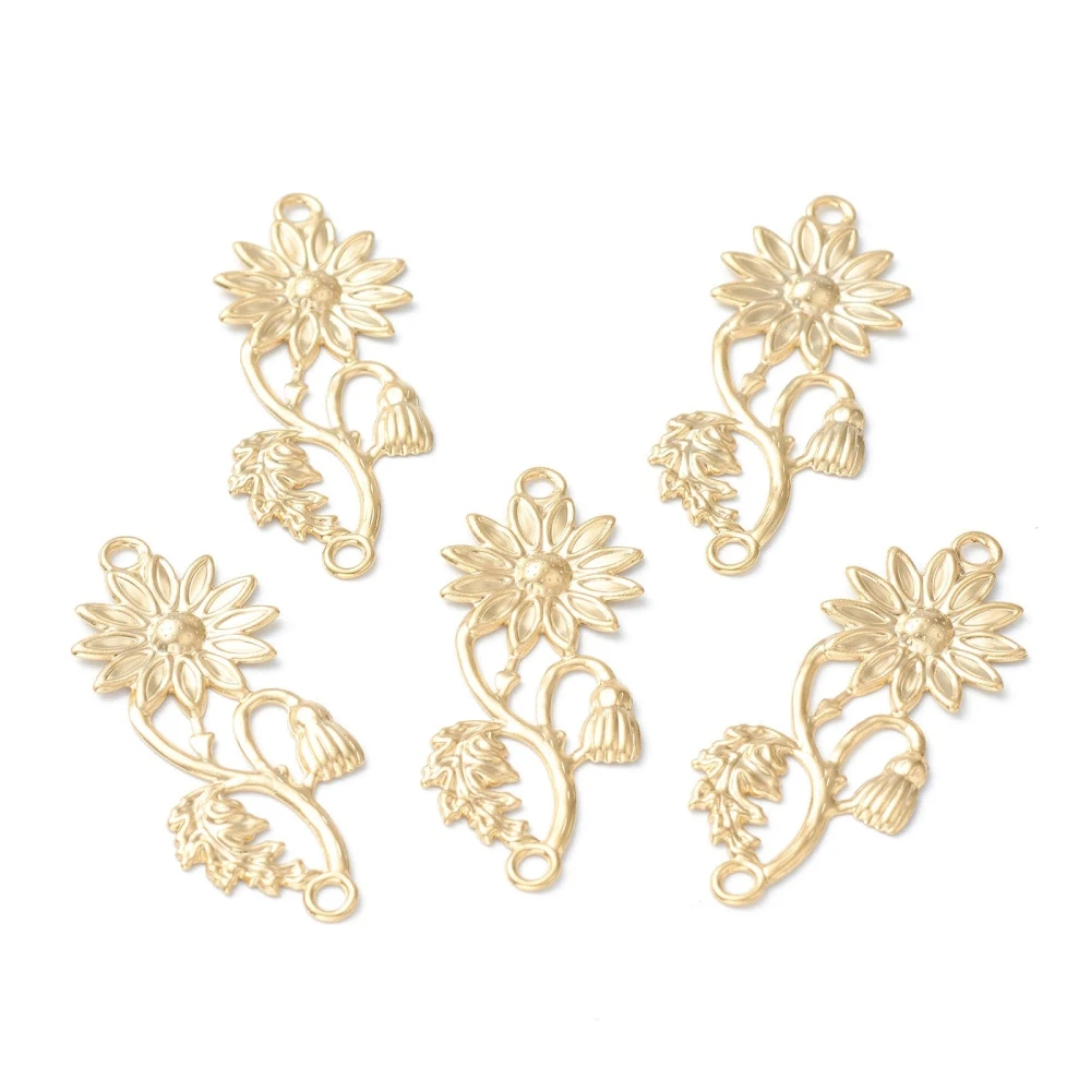 

10pcs 304 Stainless Steel Sunflower Links Connectors for jewelry making bracelet necklace Crafts DIY Decor accessories,Hole: 2mm