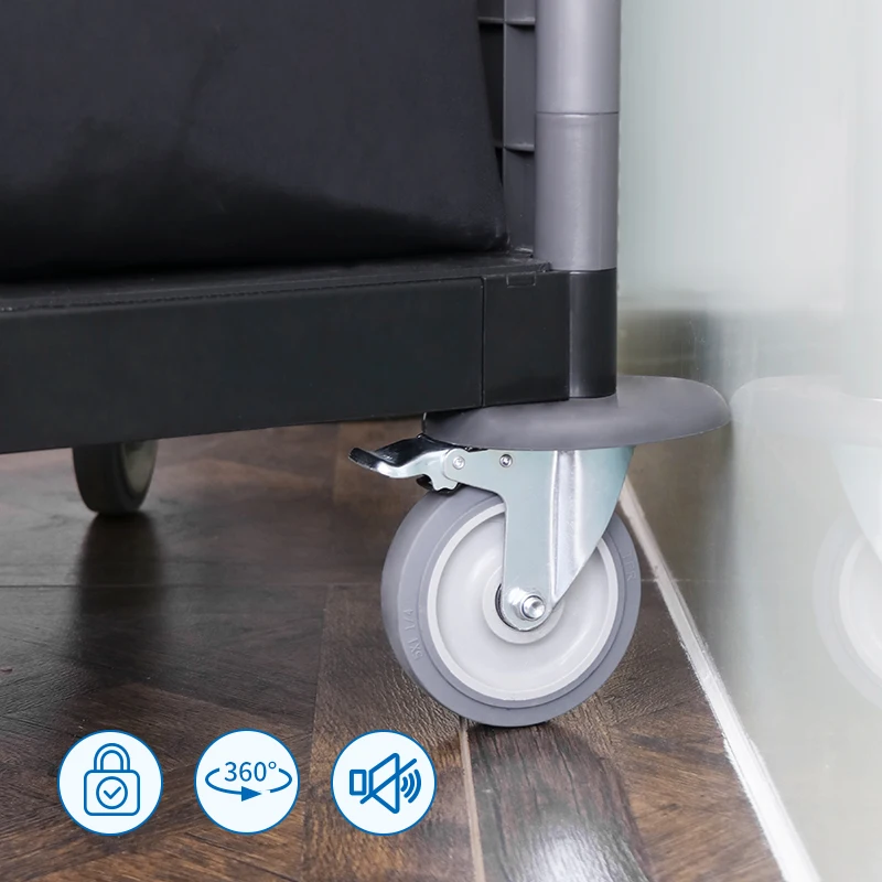 Пластиковая тележка для горничной обслуживания белья чистки гостиничного