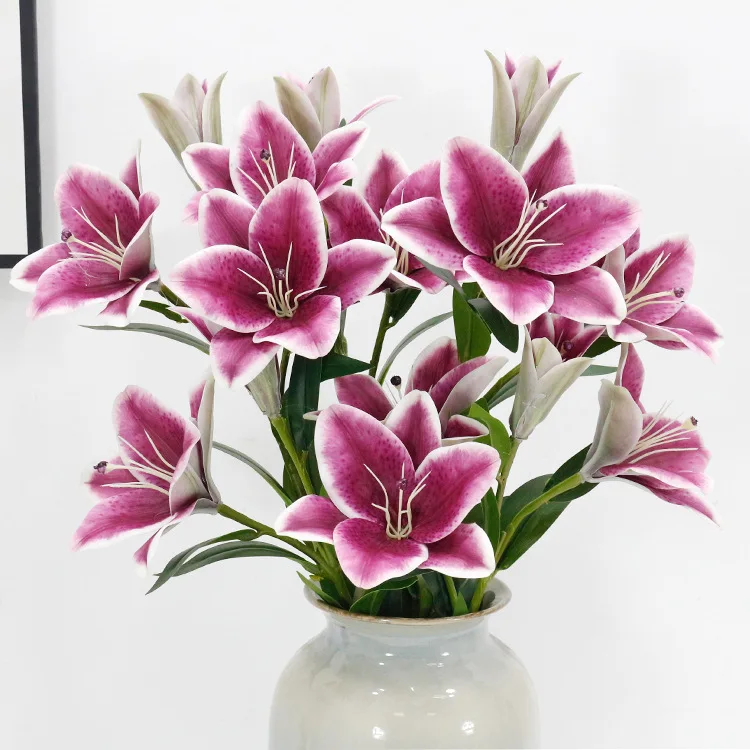 

3pcs Artificial flower hand feel perfume sunshine lily silk flower plastic floral art arrangement hotel wedding decoration