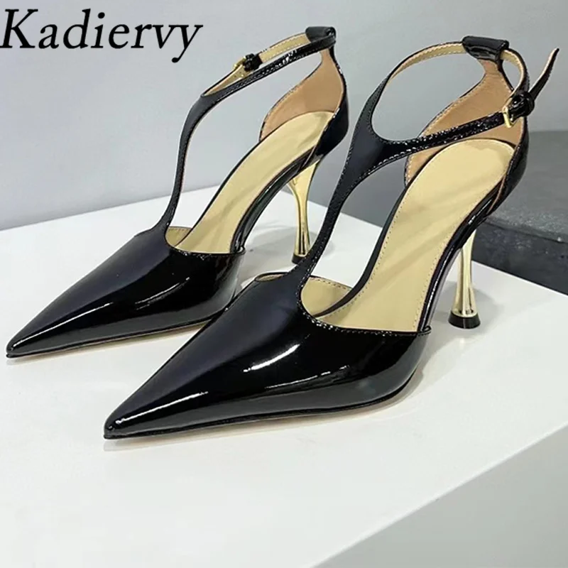 

Туфли женские из натуральной кожи, босоножки на высоком каблуке, ремешок на щиколотке, заостренный носок, тонкий каблук, летняя обувь