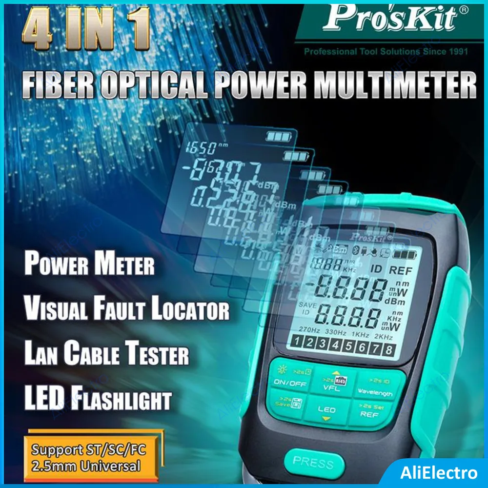 

Pro'sKit MT-7615 MT-7616 MT-7617 MT-7618 Optical Power Meter 4-in-1 Multifunction Network Lan Cable Tester Visual Fault Locator
