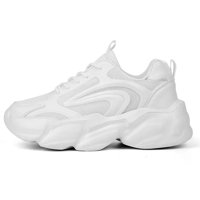 Autumn and Winter Breathable Invisible Elevator Men's Shoes 0cm White Couple Large Small Size Sports Casual Platfo...