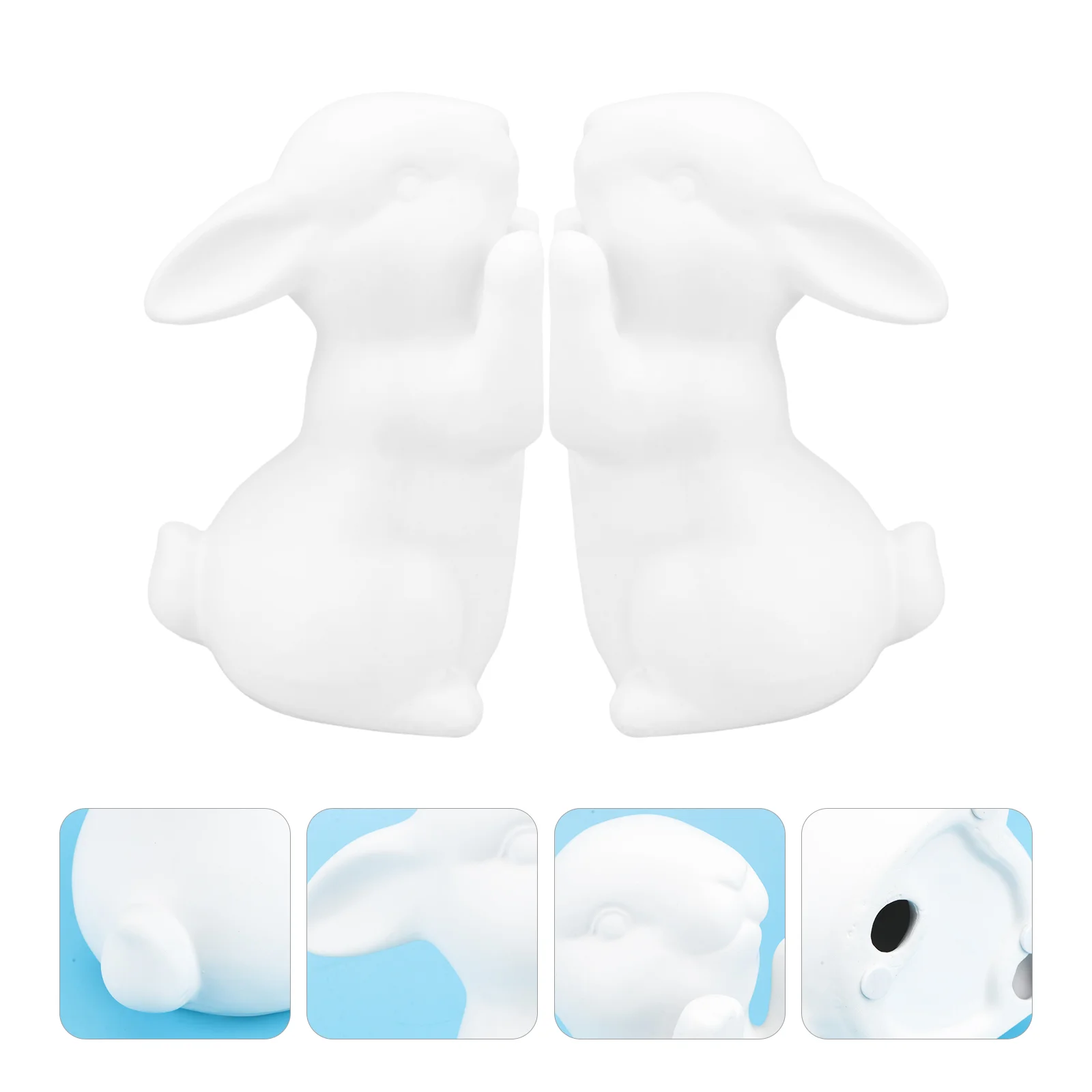 

2pcs Rabbit Bookend Ceramic Bunny Figurine Bookends Table Decoration ( White )