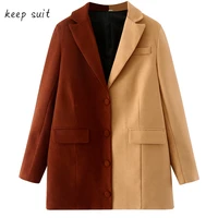 spring and autumn new products elegant fashion urban casual tops color blocking blazers jackets for women oversized blazer