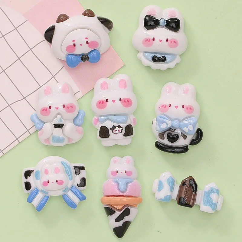 

Resin Mini Kawaii Rabbit Series Flatback Fence Ice Cream Bow Scrapbook DIY Party Hairpin Accessories Decorate Craft