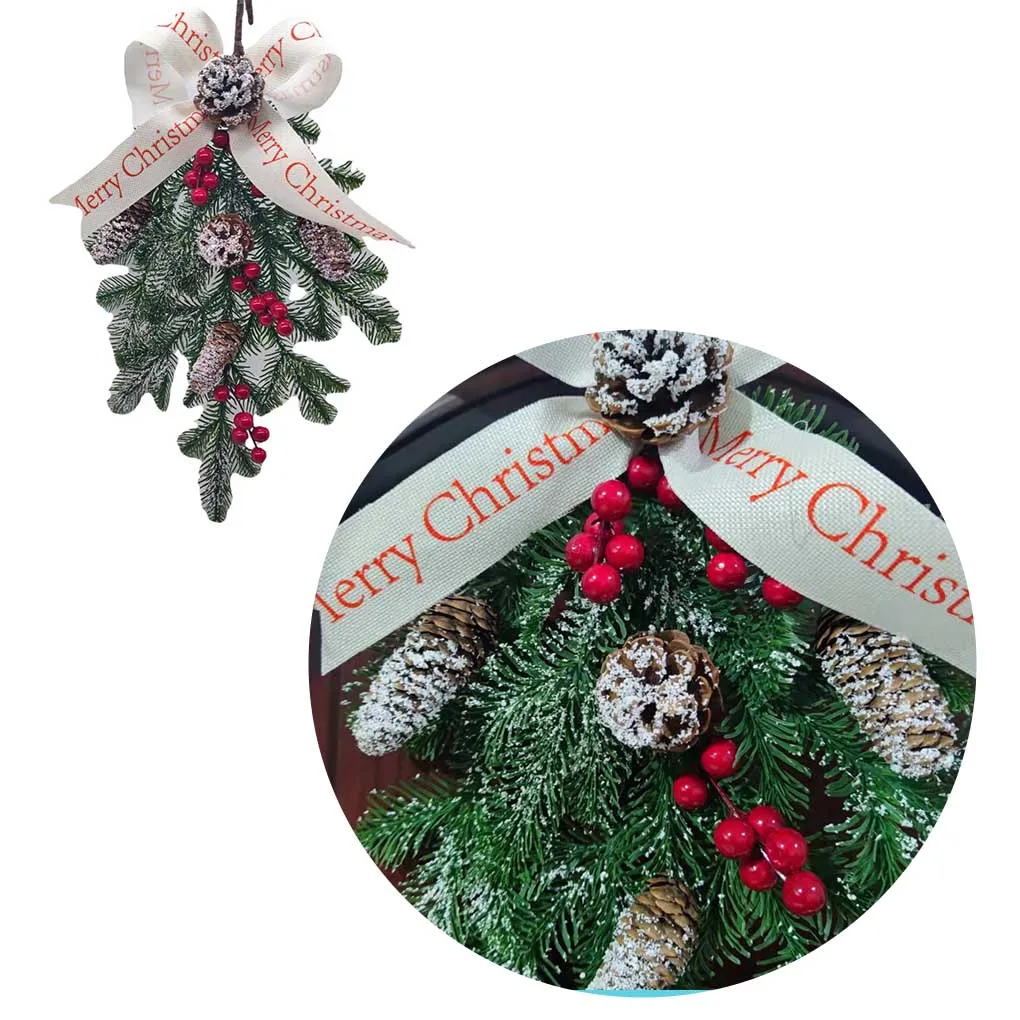 

Рождественский венок, Рождественская елка, дверь, красная фотогирлянда, мигающая подвеска с питанием от батареи, украшение для коридора