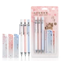 6pcsset 0 5mm cherry sakura mechanical pencil set student automatic pencil with refills school press pens office supplies