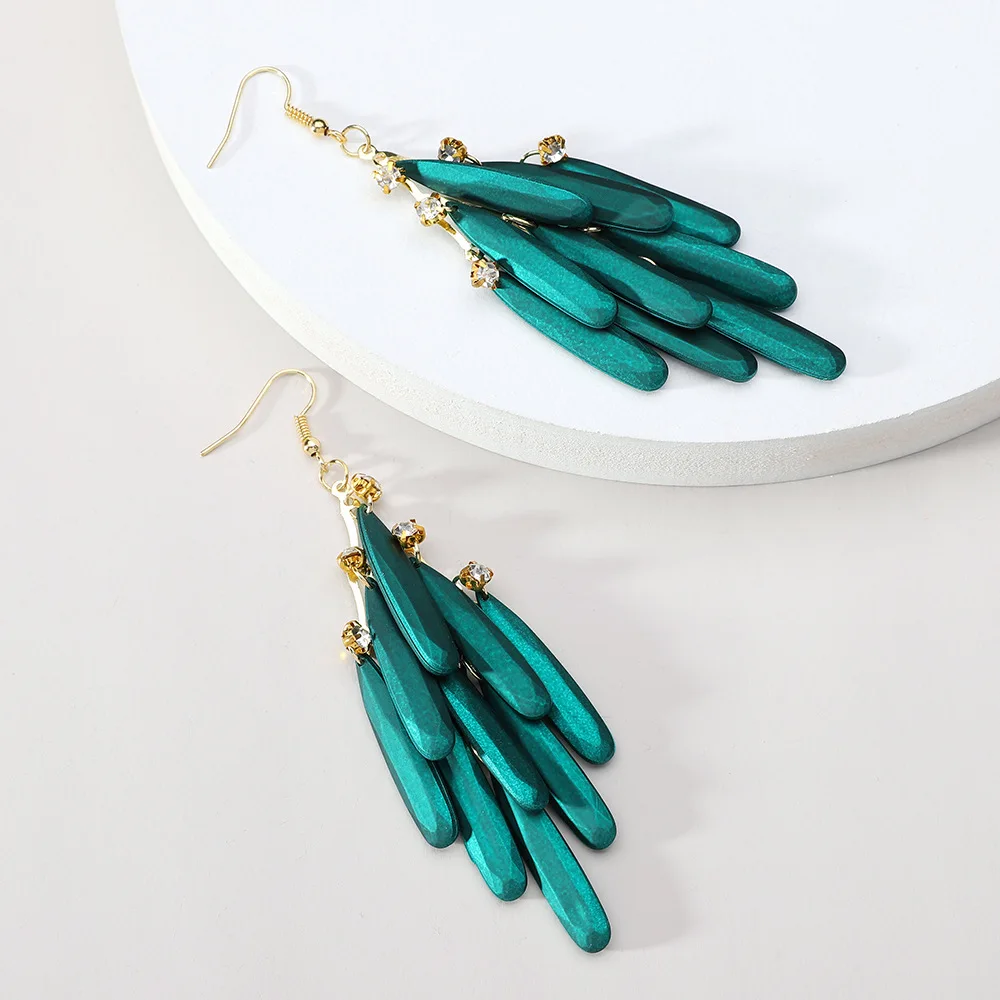

Chandelier Colored Acrylic Tassel Dangle Earrings For Women Luxury Vintage Party Wedding Jewelry