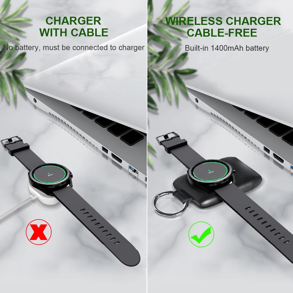 wireless charger portable for samsung galaxy watch 4 magnetic usb c charging dock for galaxy 3active 2 1400mah power bank free global shipping