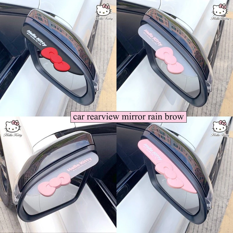 

2pcs Sanrio Kawaii Hello Kitty Car Rearview Mirror Rain Shield Cartoon Car Mirror Rain Shield Cute Car Accessories Auto Parts