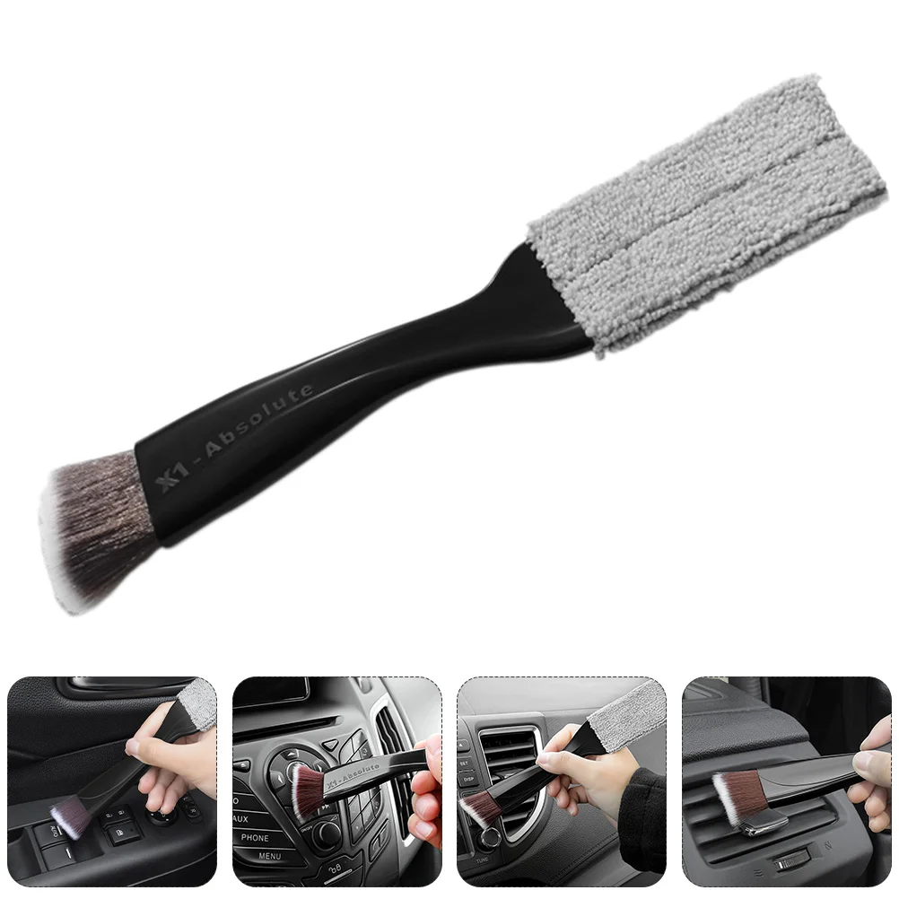 

2 Pcs Car Cleaning Tool Auto Interior Brushes Microfiber Duster Air Conditioner Telescopic Detail