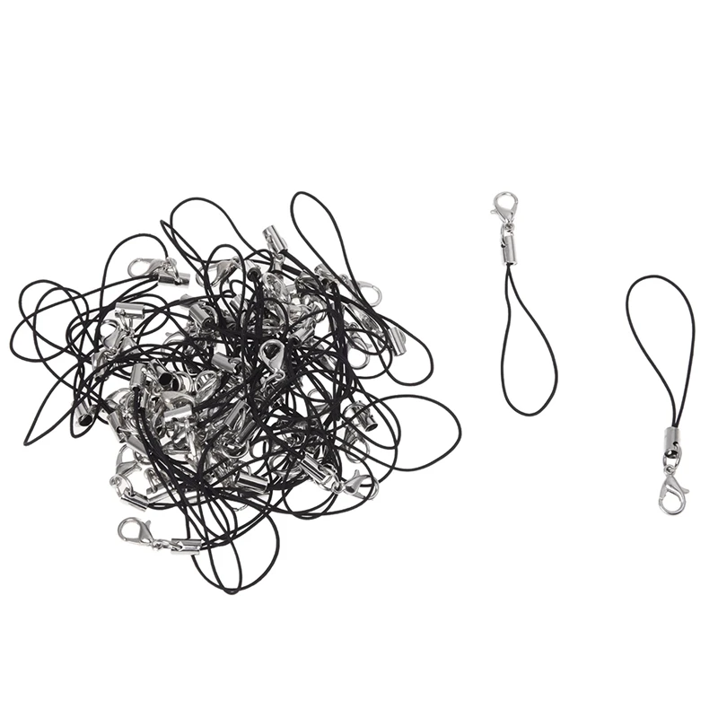 

50 Black Mobile Cell Phone Neck Strap Cord Lanyard 1mm HOT