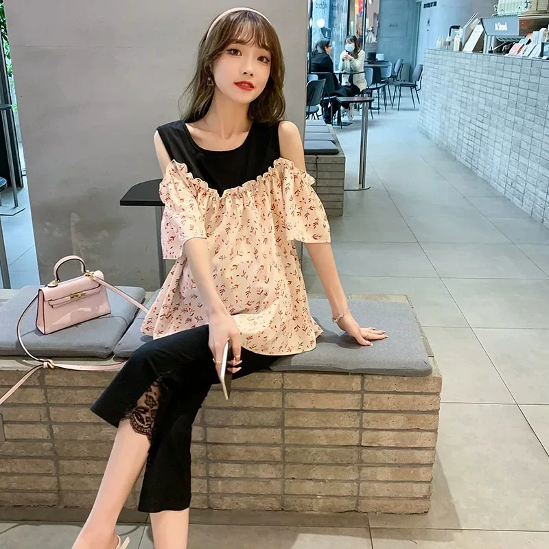 

Spring 2022 Maternity short sleeve shirt large size maternity dress2022