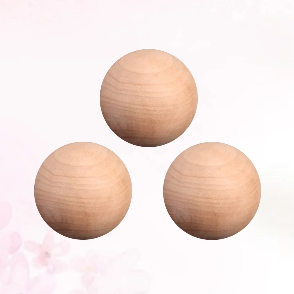 

3 PCS Wood Beads Crafts Round Wooden Balls Mini Wooden Balls Wooden Loose Beads Unfinished Wood Balls Hardwood Wooden Balls