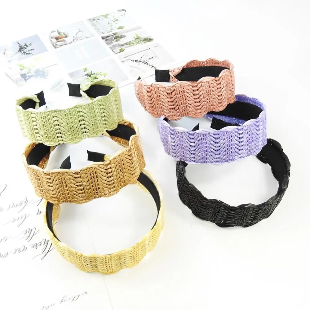 

Lace Headband Fashion Headdress Female Hairbands New Headwear Women Hair Hoop Straw Wide Side Headband Korean Head Wrap