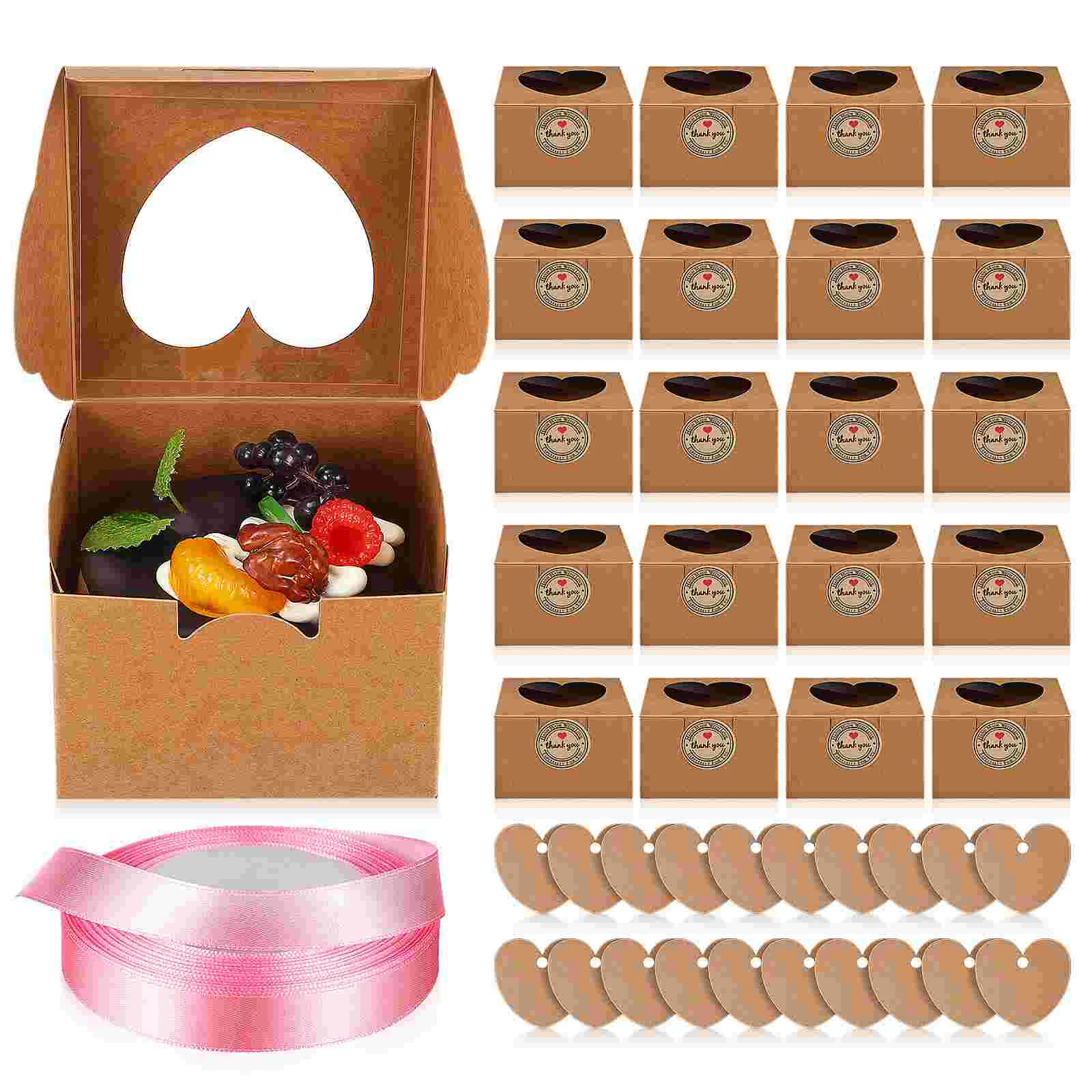 

Cupcake Boxes Box Cake Kraft Paper Containers Carrier Muffin Dessert Container Individual Single Gift Packaging Holderwindow