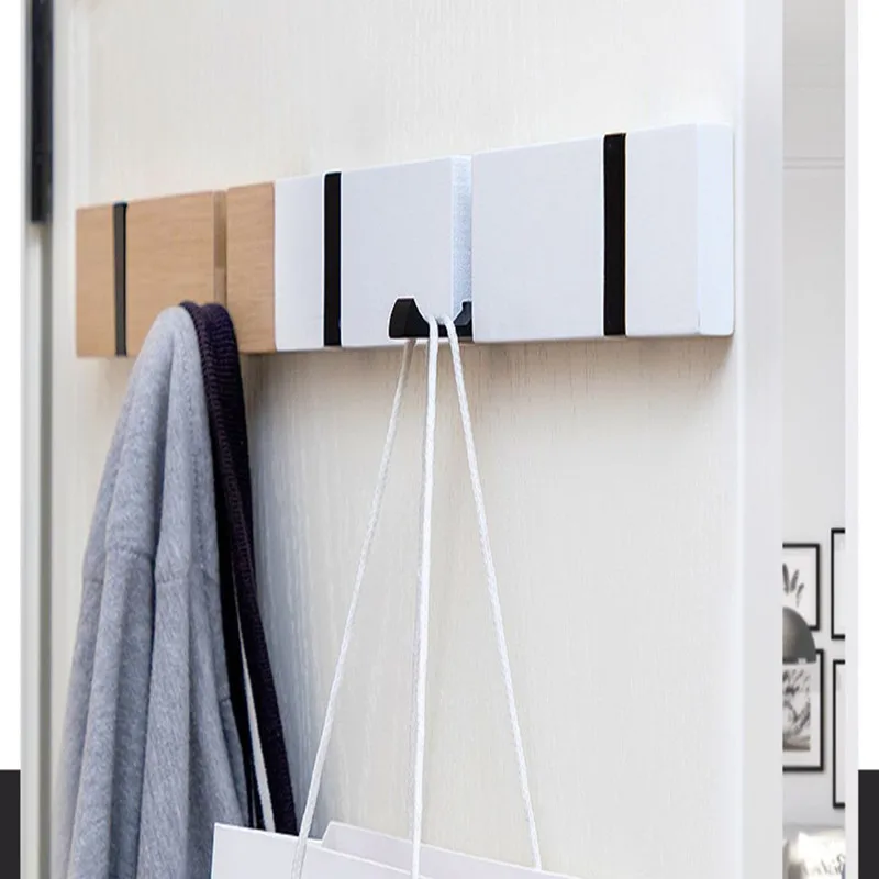 

Home Wall Mounted Punch-free Wood Storage Shelves Bedroom Wall Door Back Clothes Hat Scarves Storage Shelves With Hooks