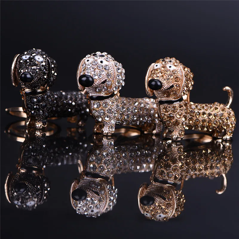 

Crystal Dog Bling Keychain Dachshund Purse Pendant Keychain Car Holder Key Ring