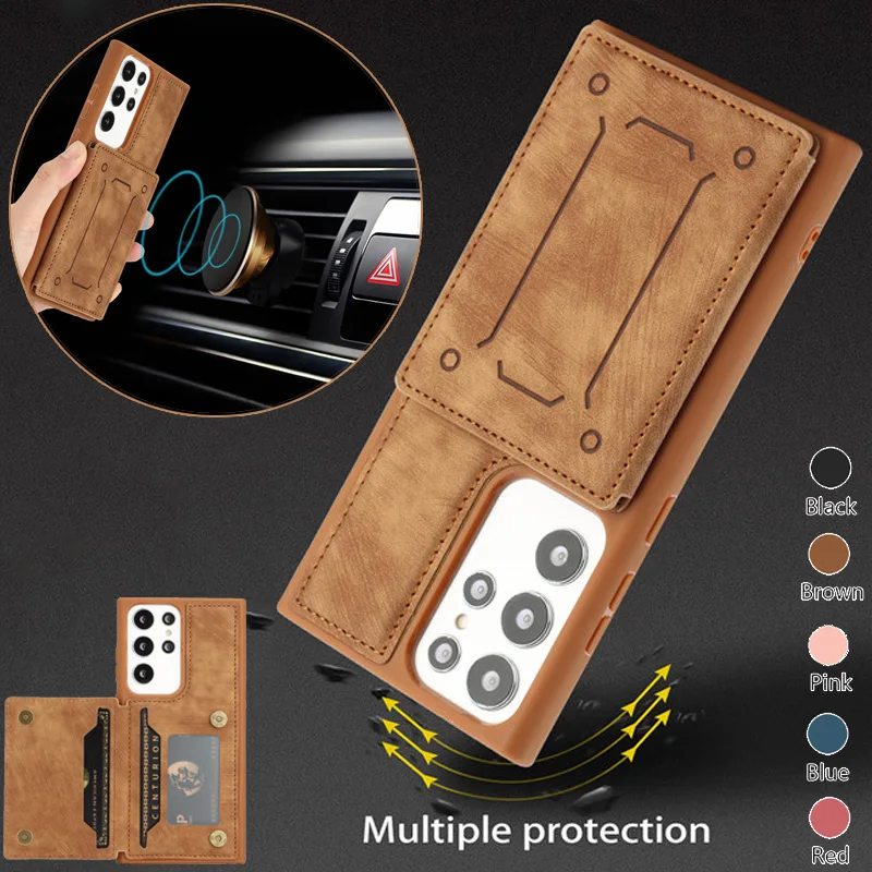 

Leather Purse Phone Case For Samsung Galaxy S23 S22 S21 Ultra S20 FE A54 A14 A04 A53 A13 A52 A52S A12 M12 M13 Wallet Card Cover