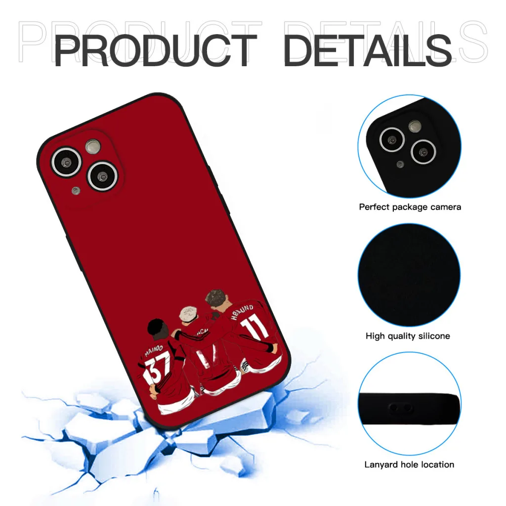 Минималистичный чехол для телефона Kobbie Mainoo Alejandro Garnacho Rasmus Hojlund United Youth Trinity iPhone 15 Pro