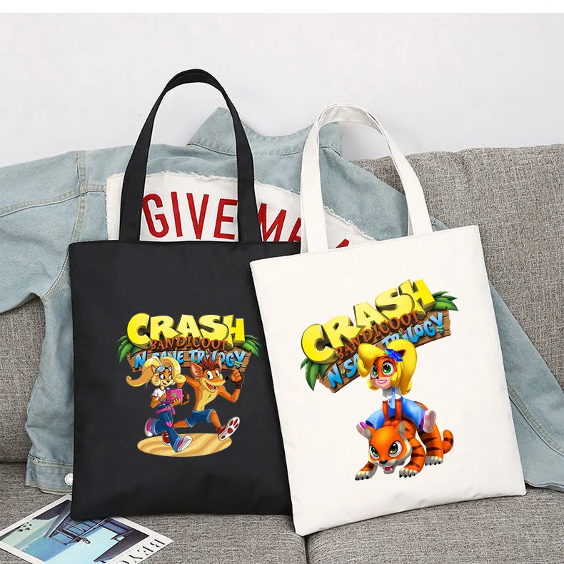 Сумка-тоут с принтом Game Crash Bandicoot сумки-шоппер в стиле аниме сумки на плечо