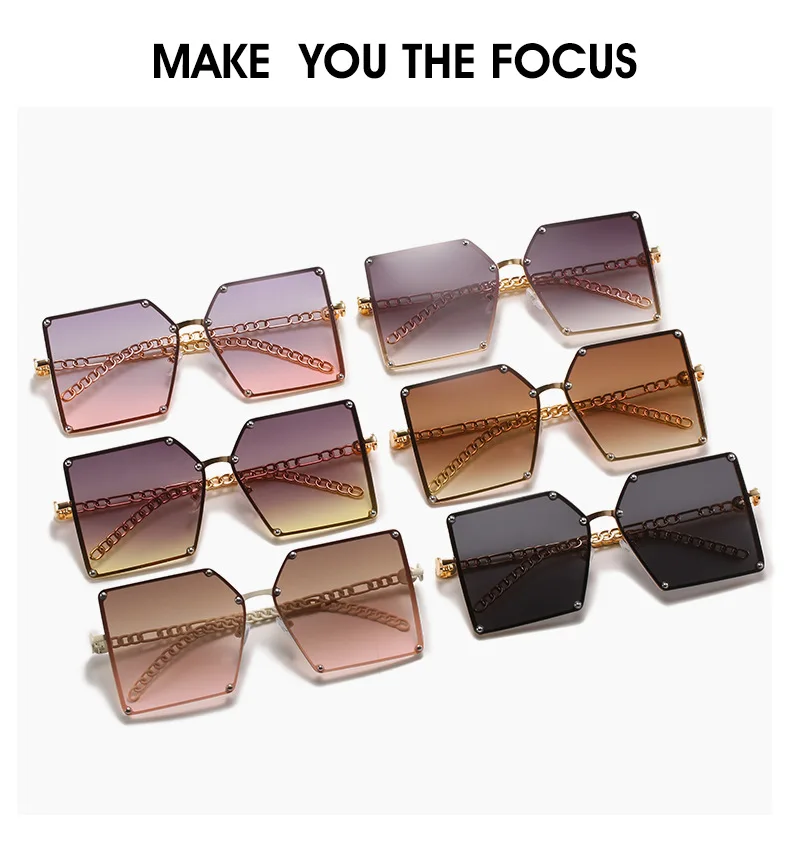 

Square Large Frame Summer Travel Glasses Big Face Personality Openwork SunglassesFashion Rimless Trend Net Celebrity Sunglasses