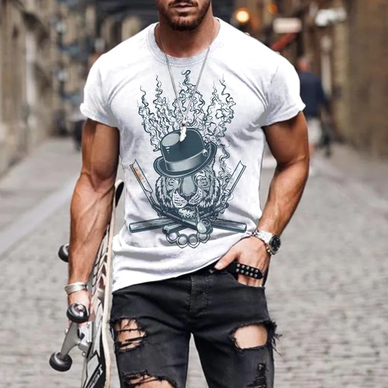 

Summer Men's Oversized T-Shirt Graphic Short Sleeve Loose Trend Short Sleeve T-Shirt Fashion Hip Hop Men's Streetwear