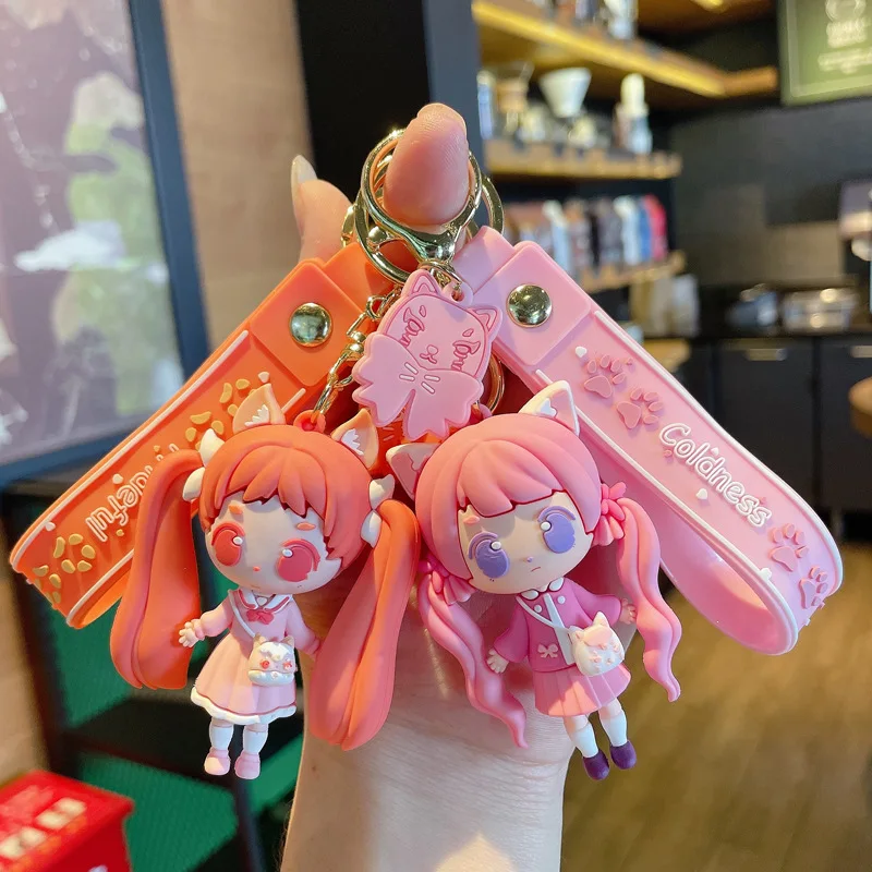 

Exquisite Cat Ear Girl Keychain Creative Cute Doll Car Accessories Couple Gift Key Chain Pendant