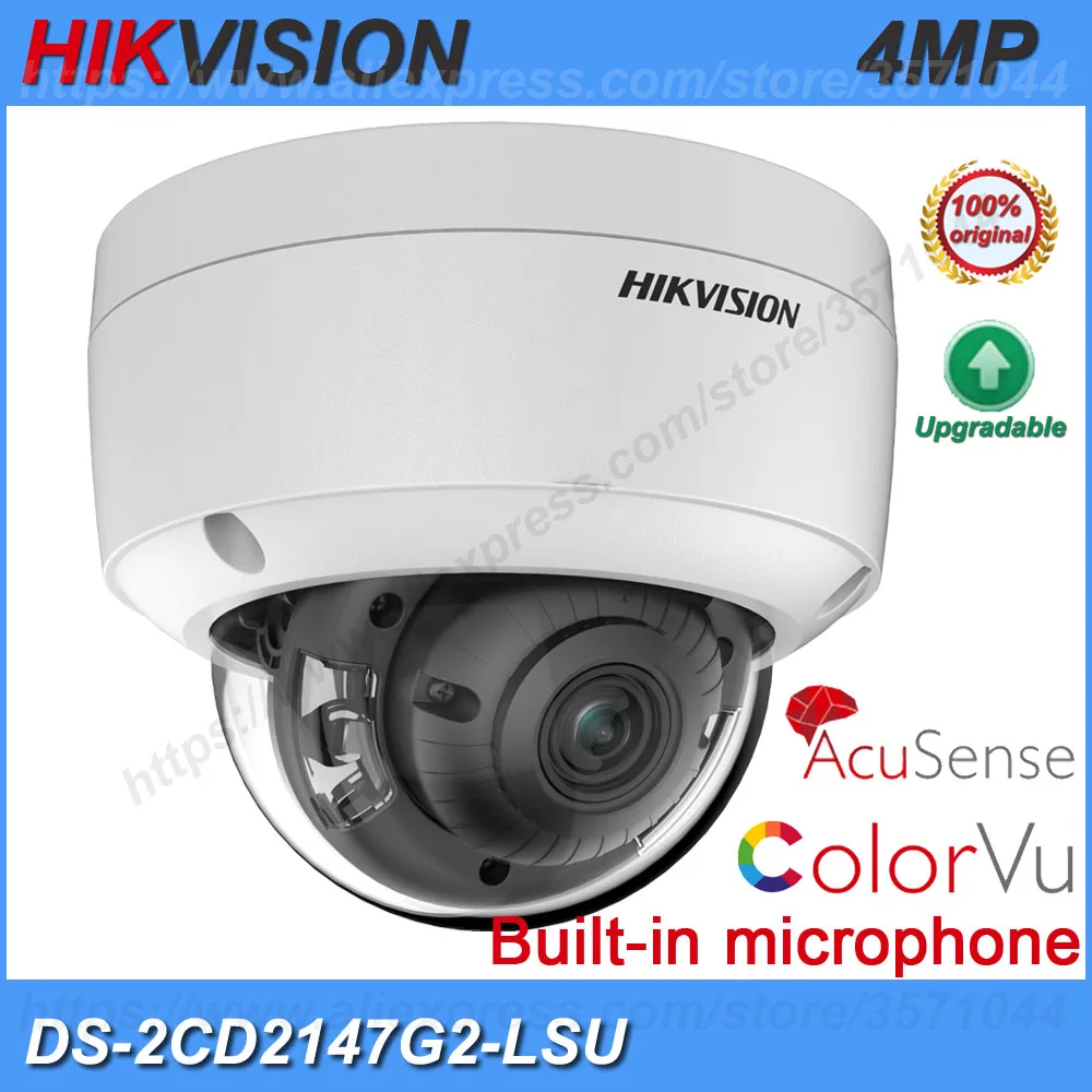 Оригинальная Hikvision DS-2CD2147G2-LSU 4MP POE полноцветная Встроенный микрофон AcuSense Color Vu Fixed
