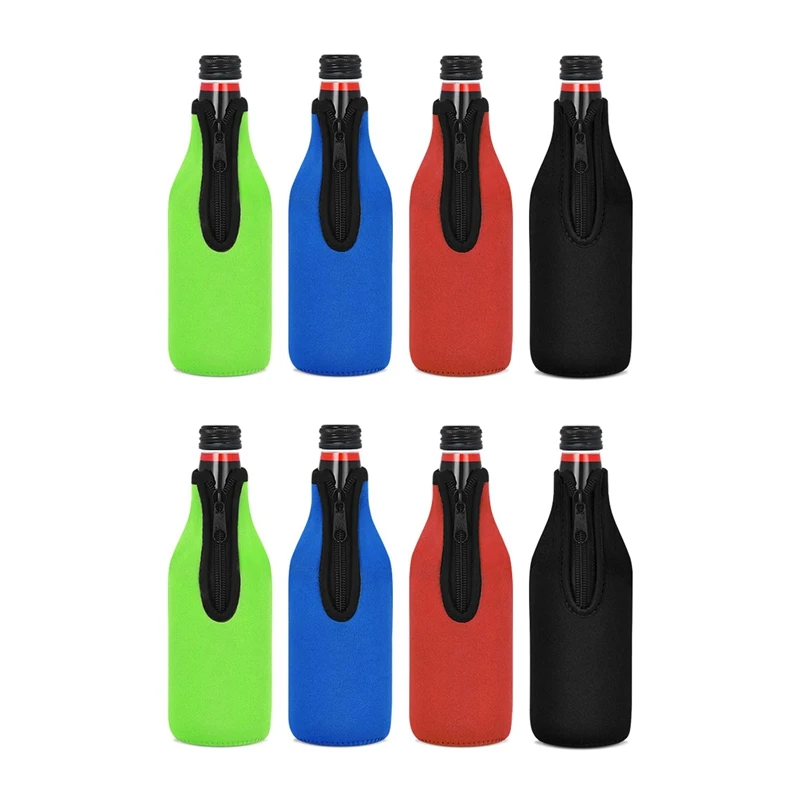 

8 Pack Beer Bottle Insulator Sleeve Keep Drink Cold,Zip-Up Bottle Jackets,Beer Bottle Cooler Sleeves,Neoprene Cover
