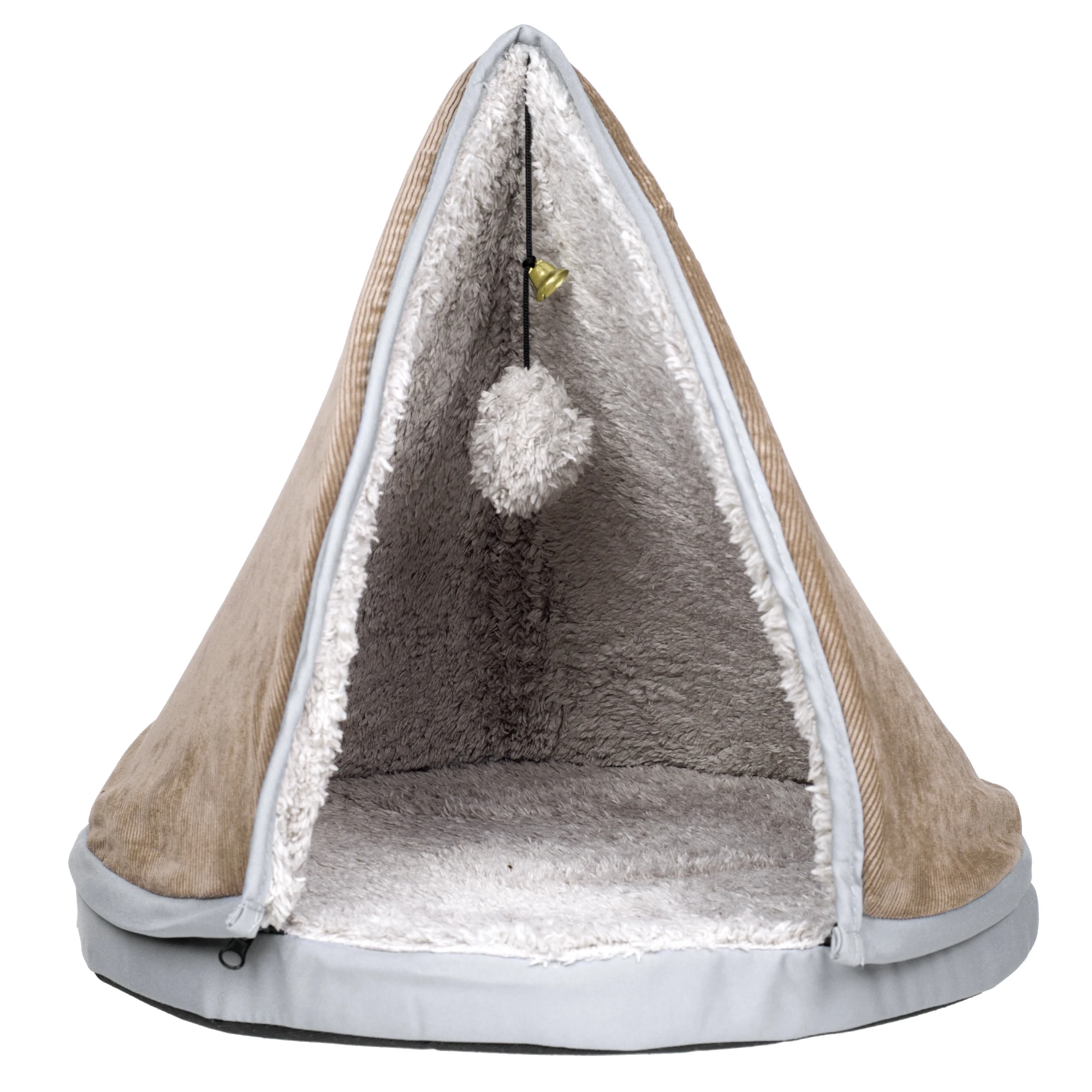 

Sleep & Play Cat Bed - Removable Teepee Top, Tan