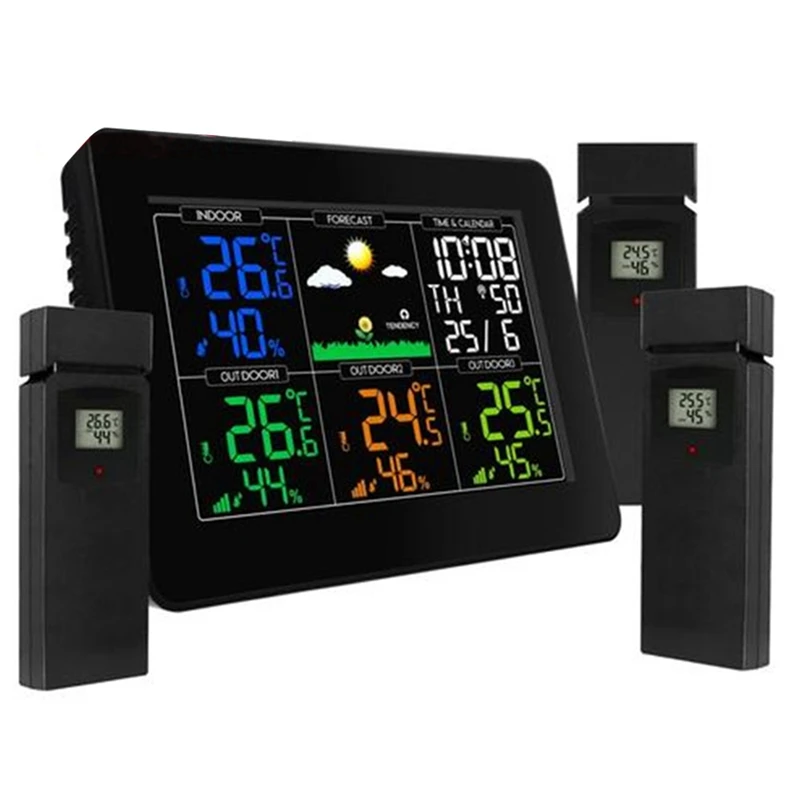 

Digital Wireless Weather Station Indoor Outdoor Hygrometer Thermometer Humidty With Alarm Clock, Color Display Monitor