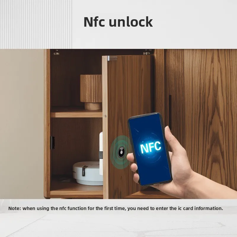 Фото Умный Bluetooth-замок с NFC и ID-картой: удаленное открытие для прикроватных тумбочек, шкафчиков и ящиков №5