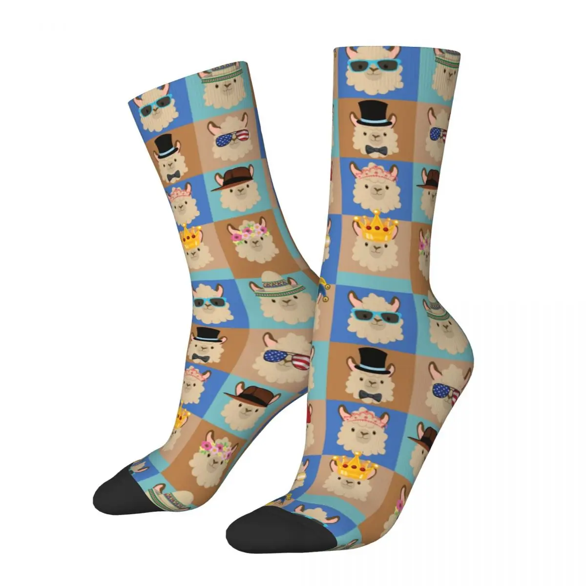 

Autumn Winter Cool Men's Women's Funny Llama Collage Alpaca Socks Cute Animal Fun Sweat Absorbing Sports Socks