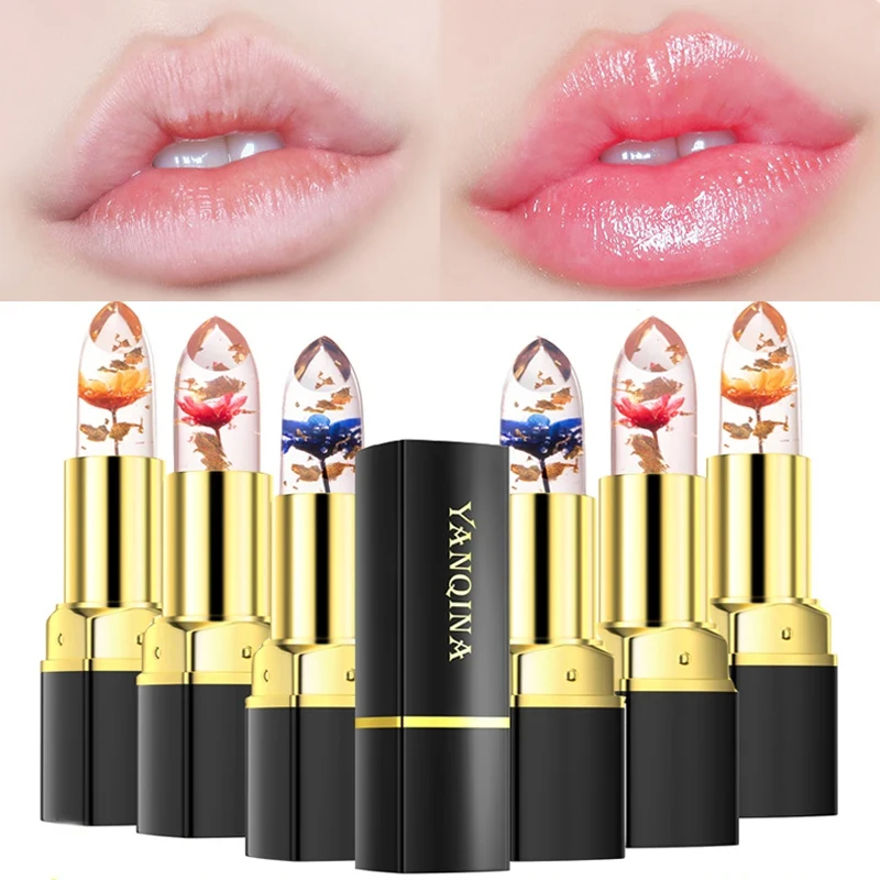 

Sdotter Long Lasting Temperature Color Changing Lip Balm Crystal Jelly Flower Lipstick Gloss Transparent Moisturize Lips Makeup