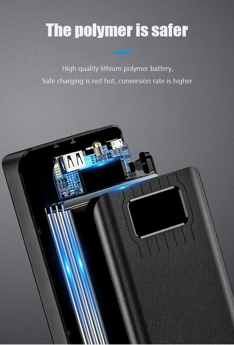 30000 мАч/40000 мАч Power Bank Портативная зарядка Poverbank Внешнее зарядное устройство для