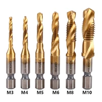 m3 m4 m5 m6 m8 m10 hss com35 tap drill bit hex shank titanium plated hss screw thread bit screw machine compound tap hand tools