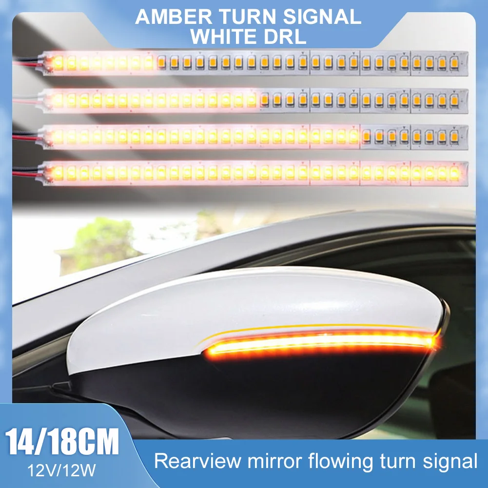 

12V Car Rearview Mirror Indicator Lamp DRL Streamer Strip Flowing Turn Signal Lamp LED Car Light Source Turn Signals For Cars