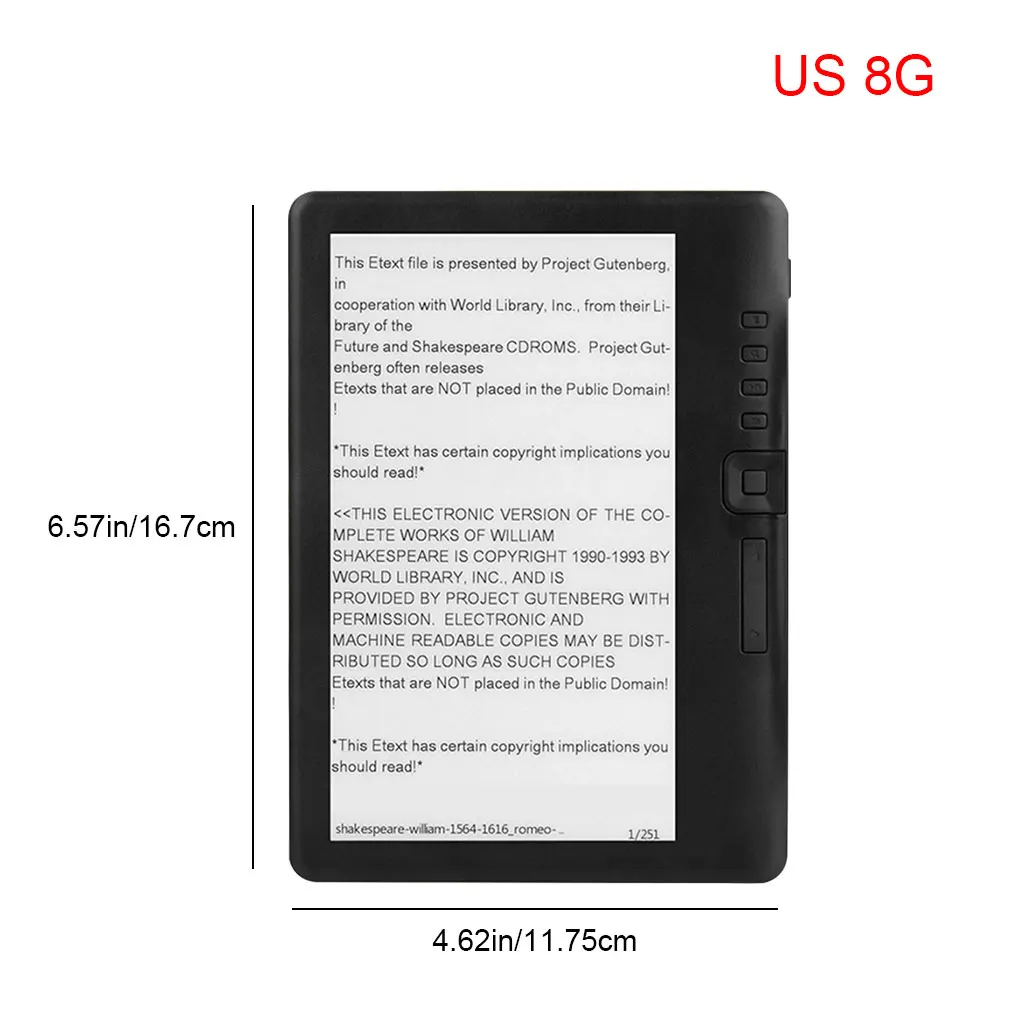 E-book Reader with 7-inch HD TFT Screen Digital MP3 Audio Music Player Tablet Black 4GB EU Plug enlarge
