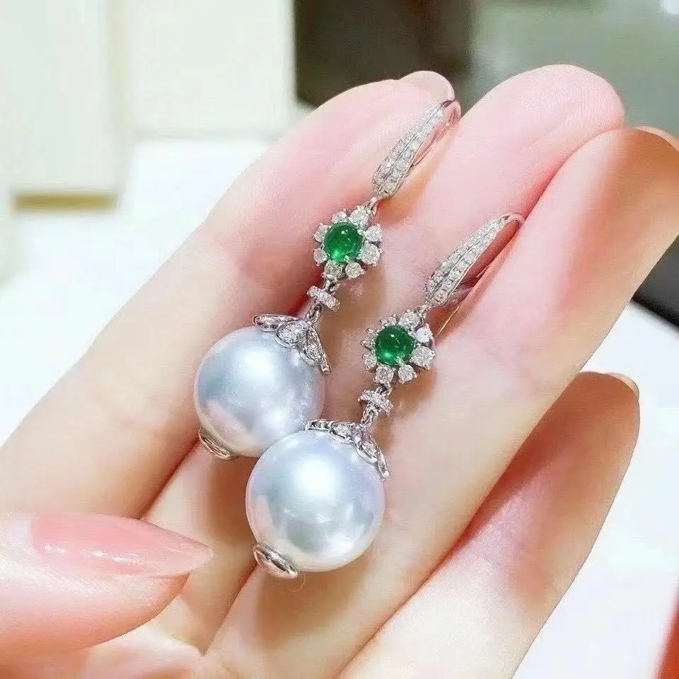 Elegant 10-11mm South Sea White Pearl Dangle Earring 925s