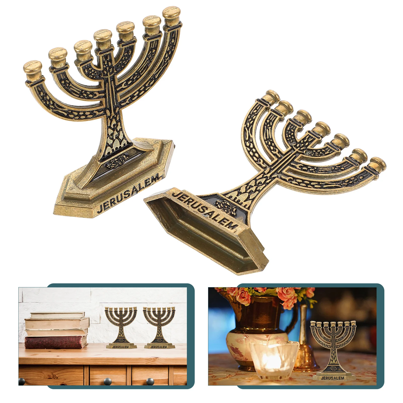 

2pcs Hanukkah Party Supplies Centerpiece Candlestick Holder Decorative Pillar Stand 7 Holders