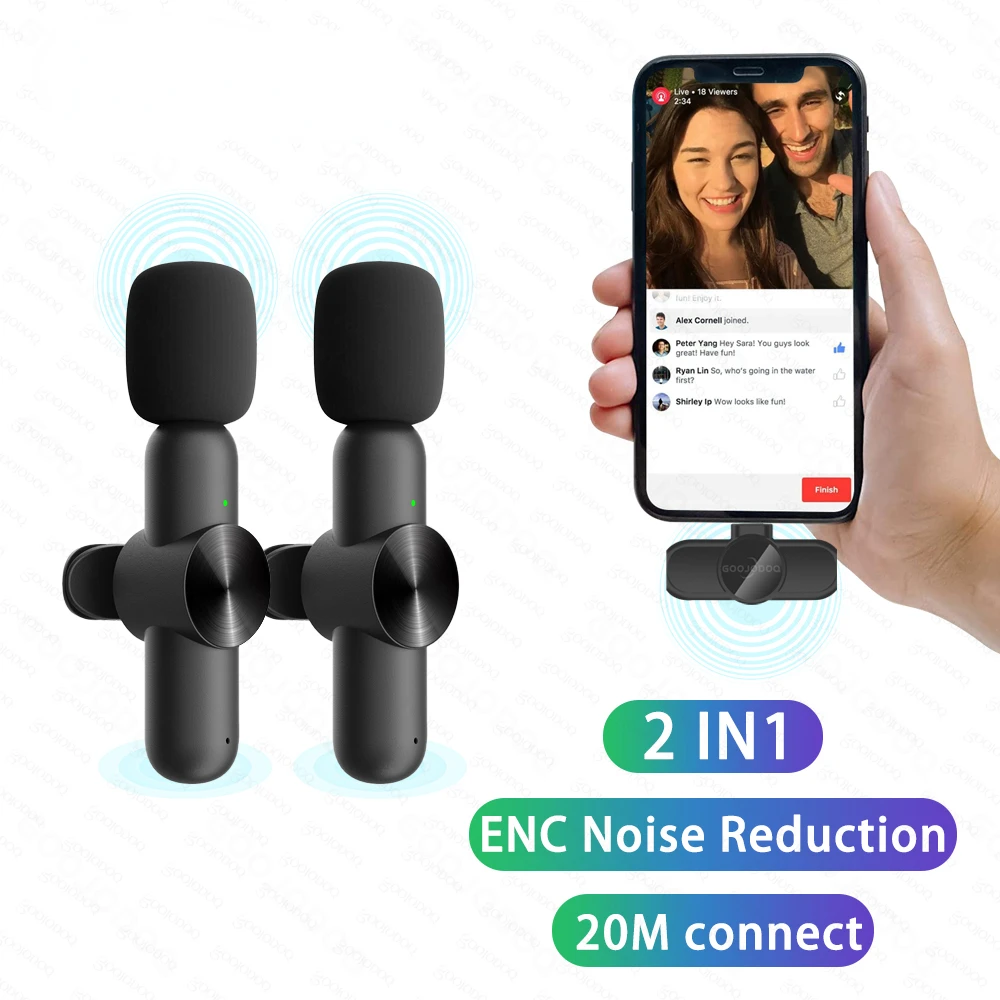 

NEW2023 Wireless Lavalier Microphone Portable Audio Video Recording Mini Mic for iPhone Live Broadcast Gaming Phone Microfonoe