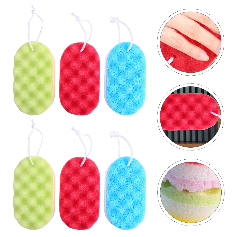 

6 шт., разноцветные губки для душа