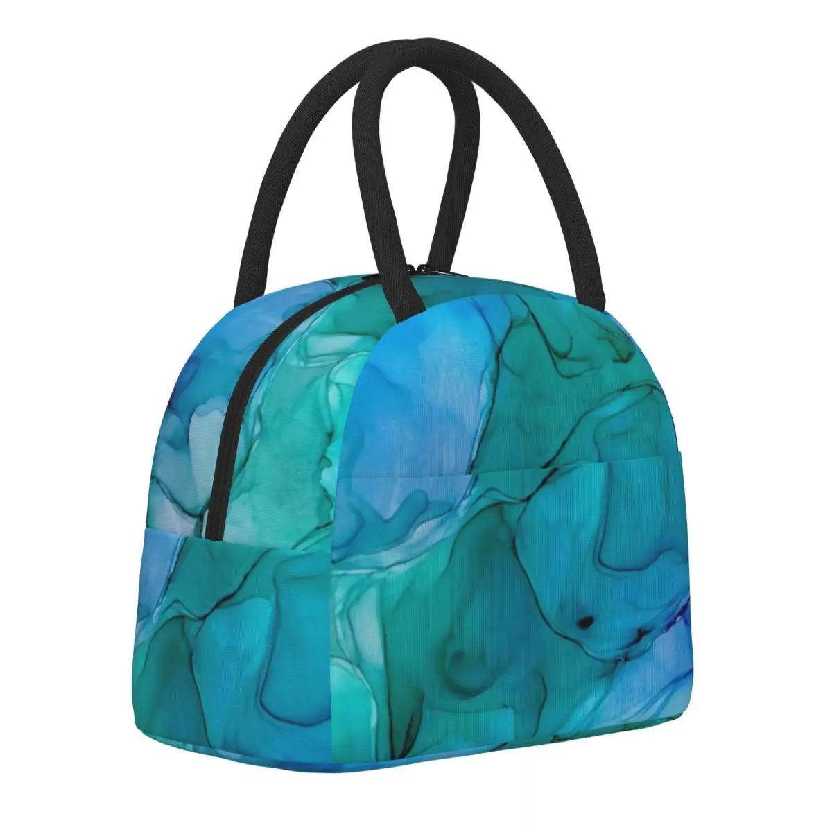 

Abstract Liquid Lunch Bag Mermaid Print Funny Lunch Box Travel Portable Thermal Lunch Bags Men Oxford Graphic Design Cooler Bag