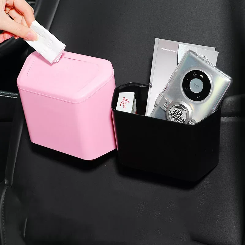 

Trash Bin Hanging Vehicle Garbage Dust Case Storage Box Black Blue Pink PP Square Pressing Type Trash Can Auto Accessories