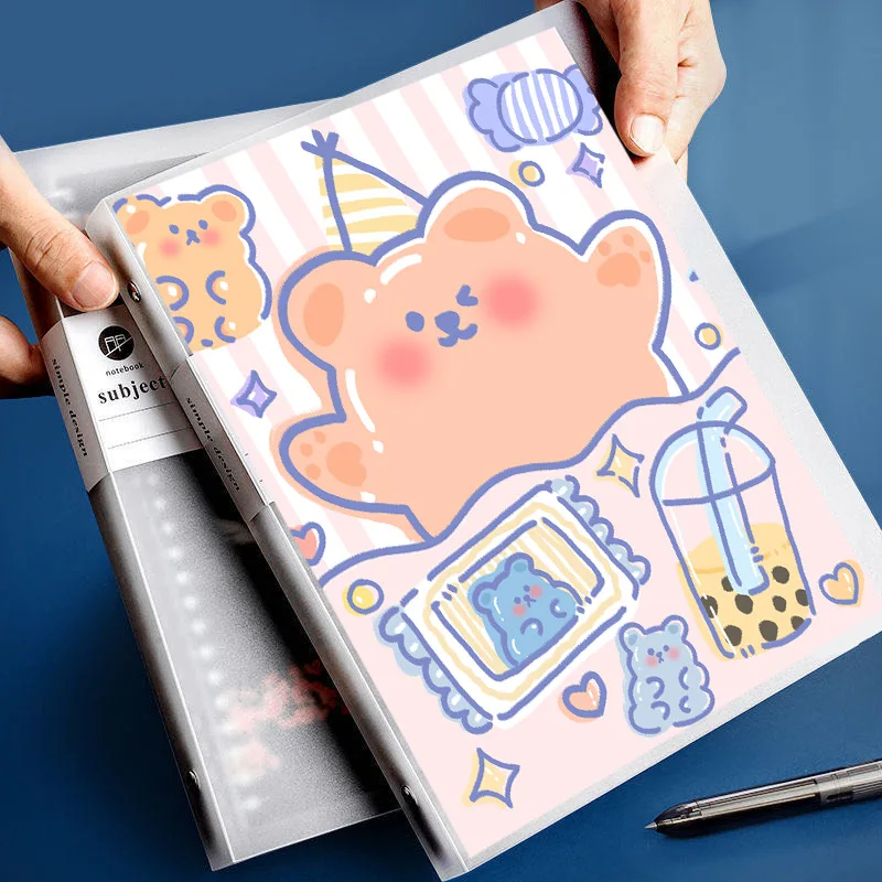 

Lovely Brown Bear Loose Leaf Binder A5 Note Book Journal A5 Planner Removable Shell Horizontal Line Book Office Supplies